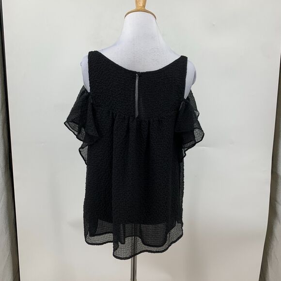 Anthropologie Maeve Nava Blouse Womens 8 Sheer Cold Shoulder Lined Keyhole Back - Picture 6 of 16